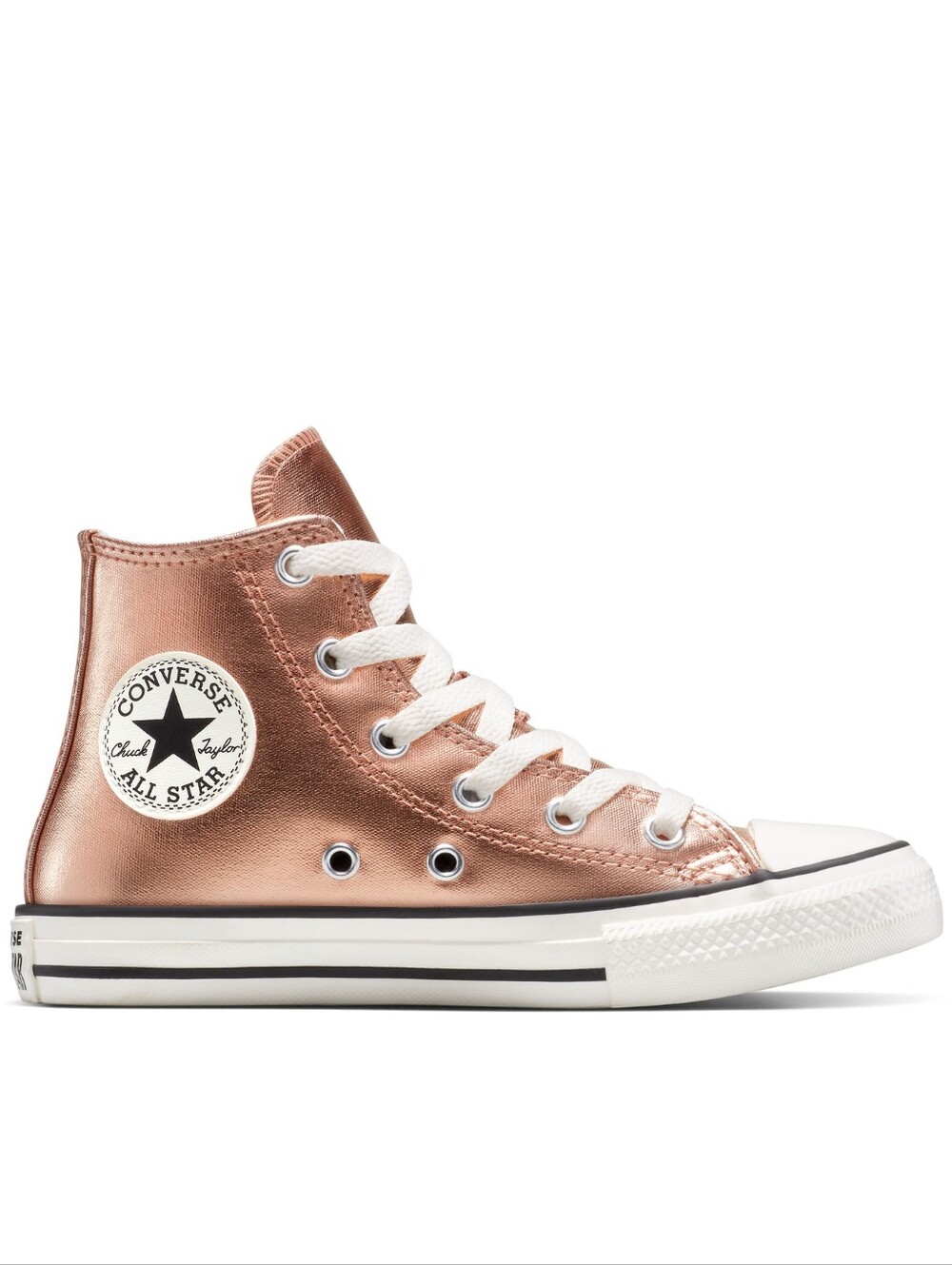 Converse Kids Metallic Rose Gold High Top Sneakers - White Soles